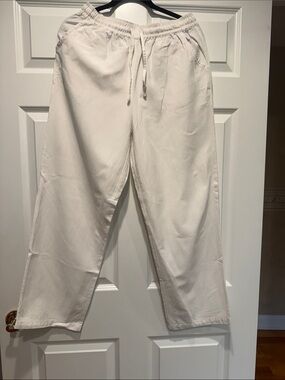 Women’s linen Casual Drawstring Pants - White